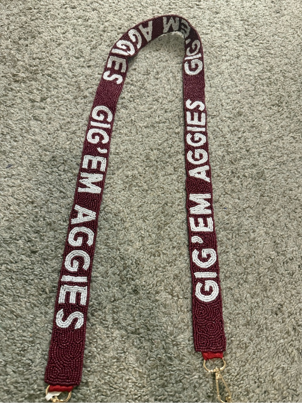GIG 'EM Aggies Beaded Maroon Crossbody Strap